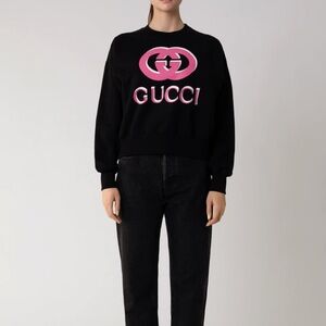 Brand New Authentic Gucci Women XS Logo Cotton Jersey Sweatshirt